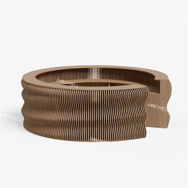 Parametric Wave Wooden Bar Counter