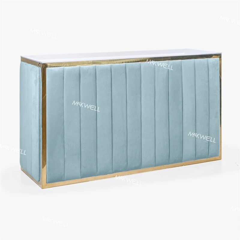 Blue Foldable Velvet Bar Counter Blue Foldable Velvet Bar Counter