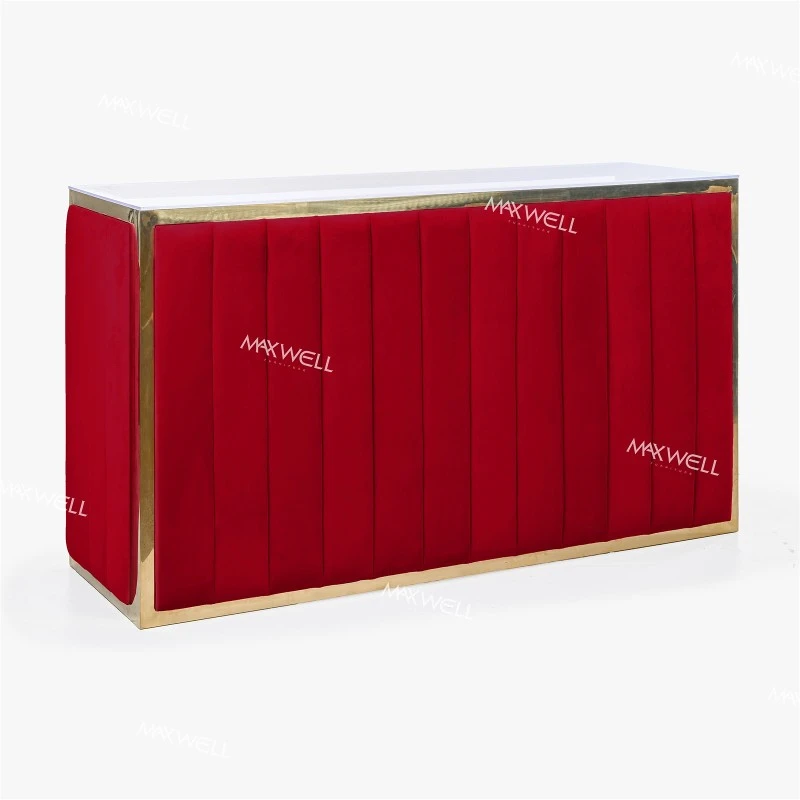 Red Foldable Velvet Bar Counter Red Foldable Velvet Bar Counter