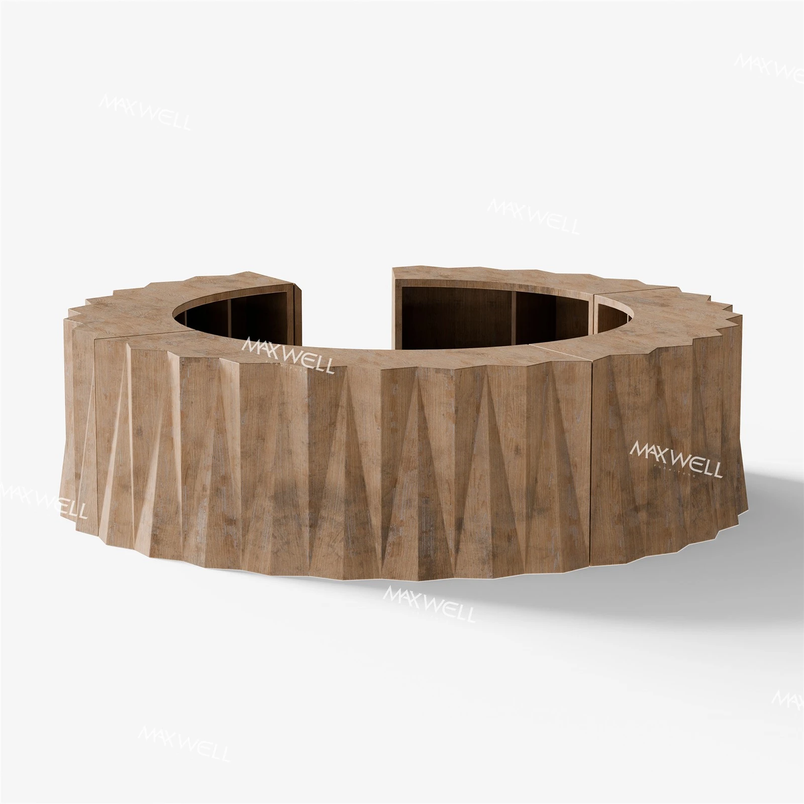 Circular Accordion Wood Bar Counter Circular Accordion Wood Bar Counter