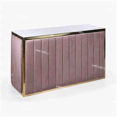 Foldable Velvet Bar Counter With Gold Frame